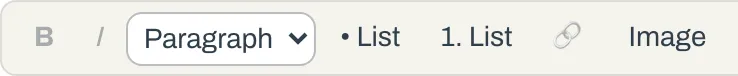 The Edit formatting toolbar, including Image beside the Link button